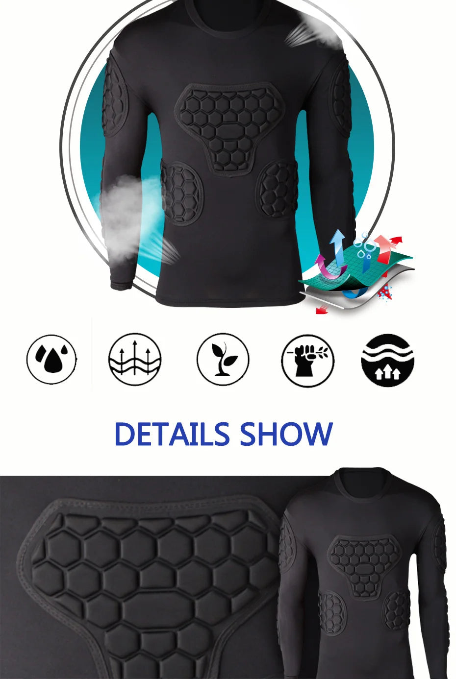 Professional goalkeeper armor uniforms football goalkeeper jerseys thicken EVA sponge elbow goalkeeper sports uniforms