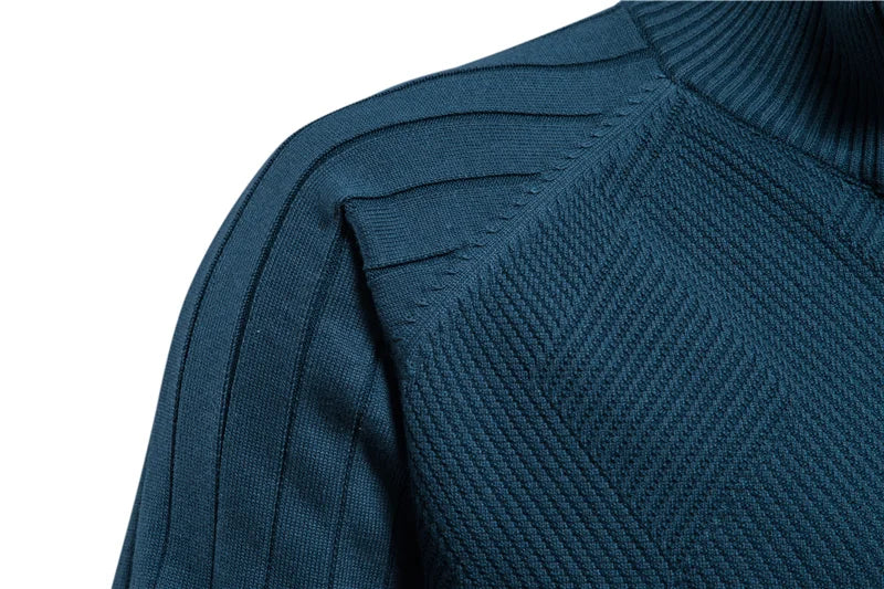 Men's Argyle Solid Colour Cardigan Casual Quality Zipper Cotton Winter Sweaters Basic Cardigans for Men