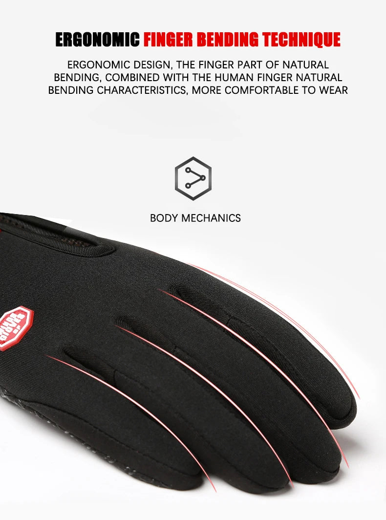 Men Women Cycling Winter Warm Sport Gloves Touchscreen Outdoor Fishing Splash-proof Skiing Snowboard Nonslip Zipper Gloves
