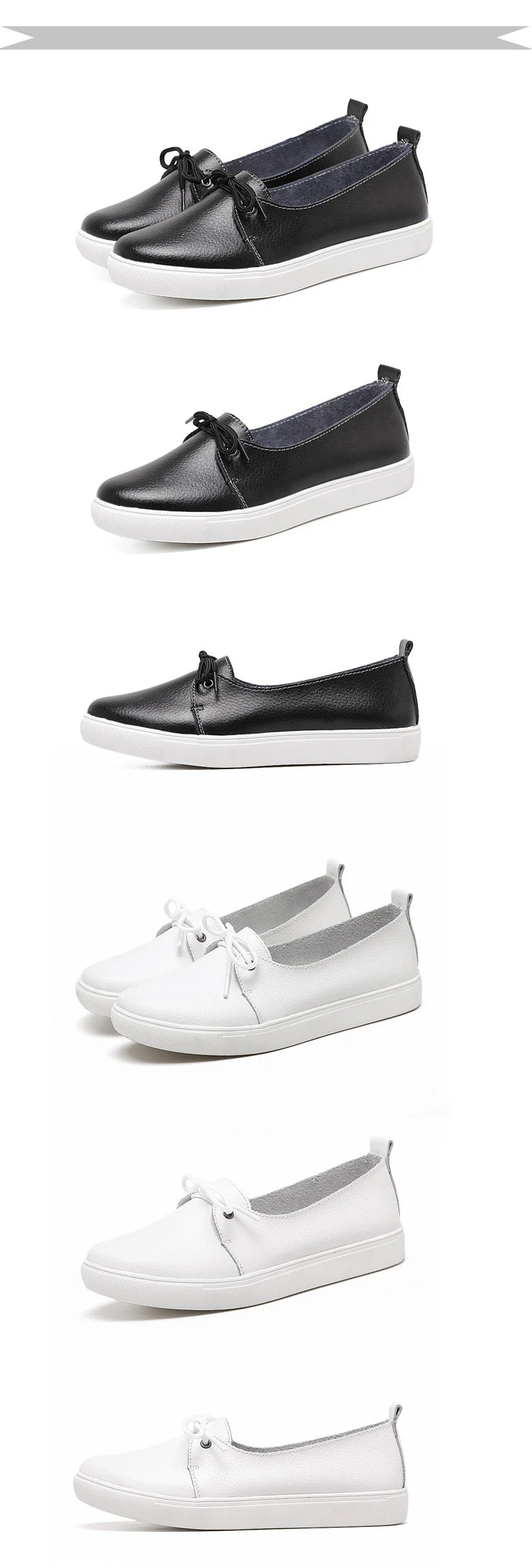 Women Students Girl Female Genuine Leather White Shoes Flats Platform Lace Up Korean Casual Vulcanized Shoes FEZ-173