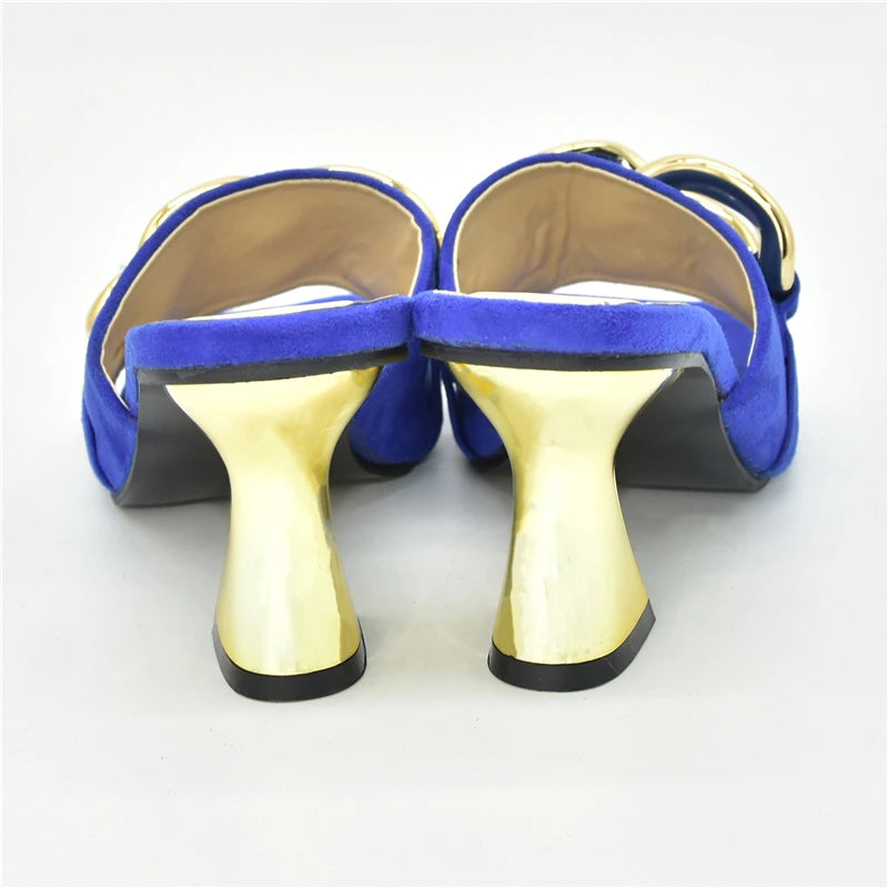 Ladies Metal Decorative Chain Wedding Bridal Shoes Ladies Open Toe High Heels Shoes Slip on Women Party Pumps