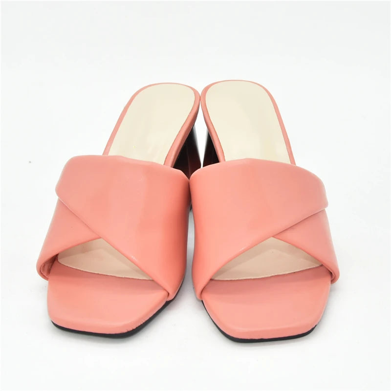 Italian Ladies Shoes Nigerian Women Shoes Pu Leather Sling Back Slipper for Party Open Toe Pumps High Heels Sexy Ladies