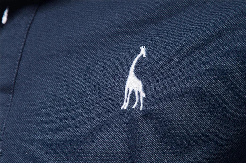 Men's Cotton Polos Giraffe Embroidery Short Sleeve Polo Shirts for Men High Quality Brand Design Polos Men Clothing