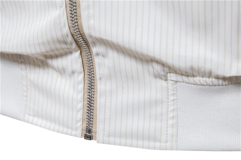 Striped Bomber Jackets Men Baseball Stand Collar Zipper Casual Men Jackets Spring Autumn Fashion Jackets For Men