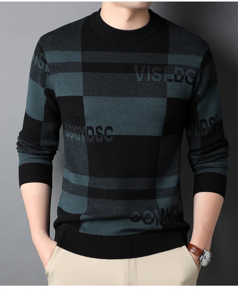 Men's Top Grade Fashion Designer Brand, Luxury Street Wear Knitted Pullover, Lettered Sweater, Autumn and Winter Male Casual Jumper