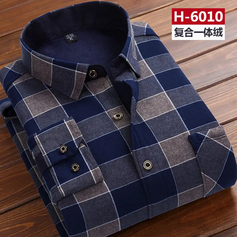 Herbst Winter Männer Fleece Warme thermo Hemd Männlichen Mode Druck Langarm große größe thermo hemd Dicke warme Plaid hemd L-6XL