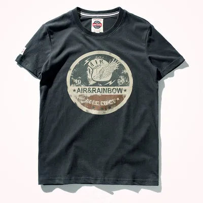 Summer New Short Sleeve O-neck Printed T-shirt Men's Fashion 100% Cotton Washed Old Loose Brushed Fabric Large Size Casual  Tops