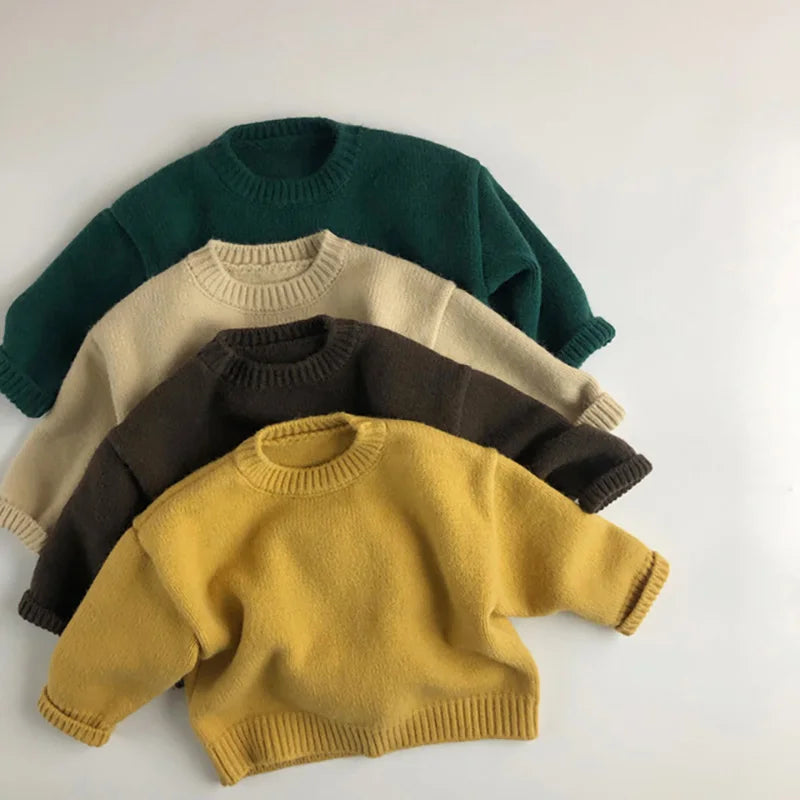 Kids Sweaters Boys Clothes Brief Girls Pullover Knitwear Warm Outfit For Children 3-6Y