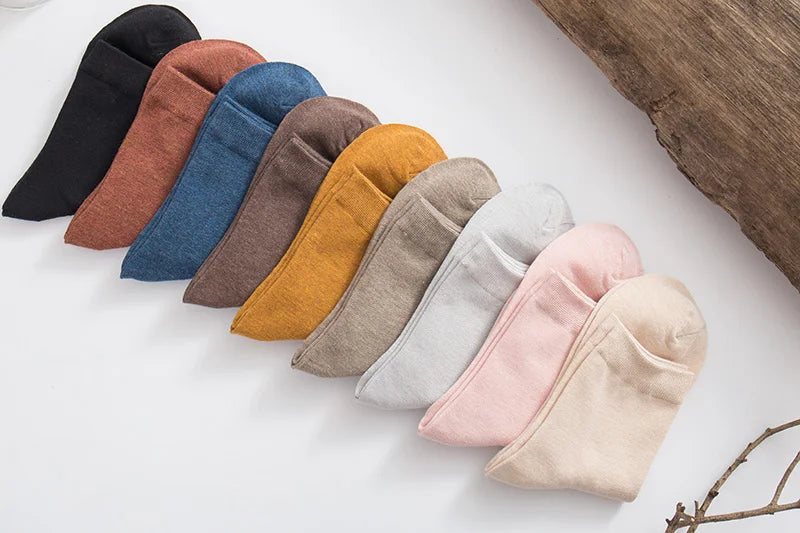 5/10 Pairs Spring Women's Harajuku Solid Thin Candy Colourful Bamboo Fibre Female Socks