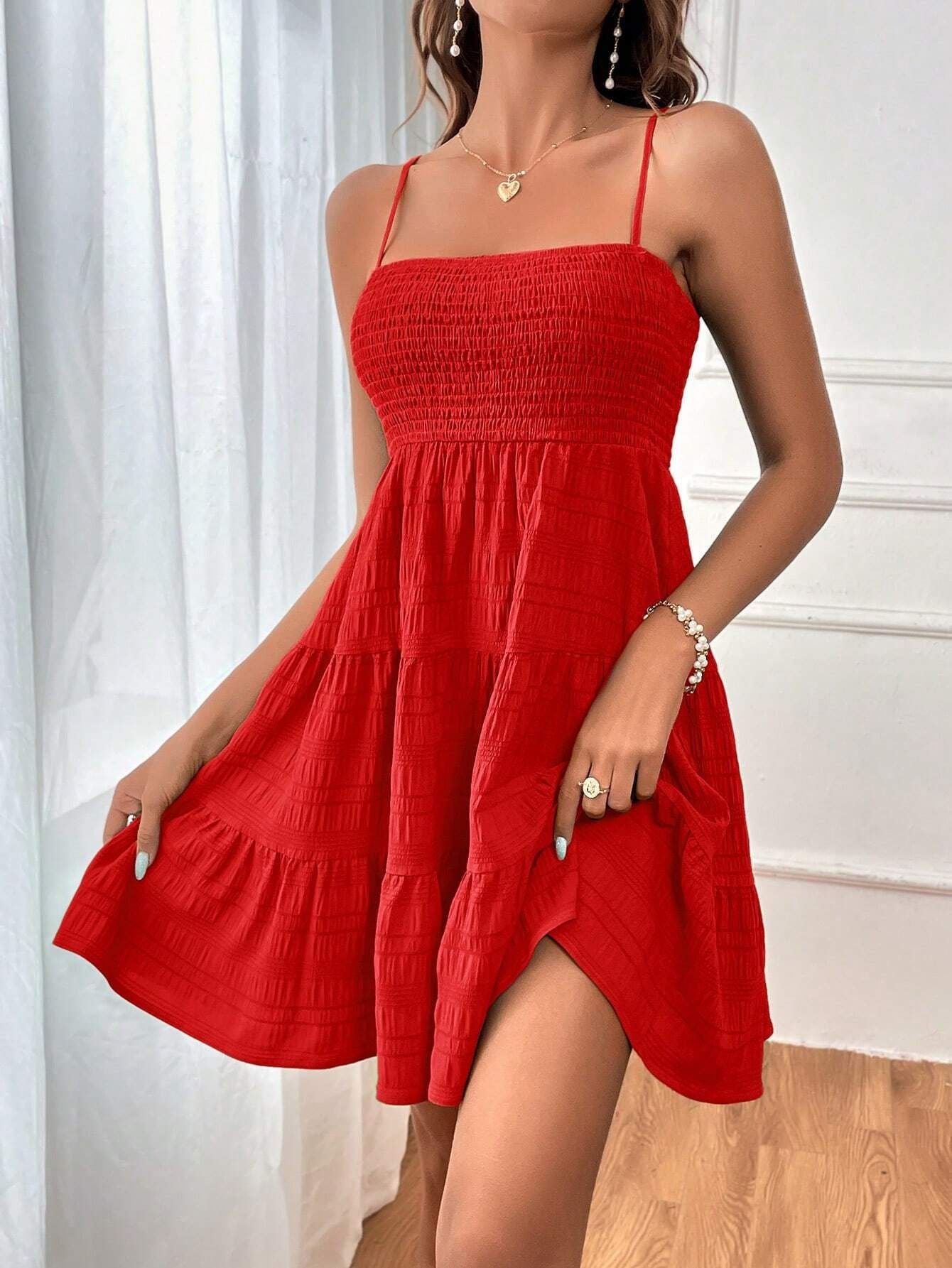 Green Tie Straps Mini Dress For Women Sexy Sleeveless Tiered Hem Holiday Beach A-line Dress 2024 Summer Female Sundress