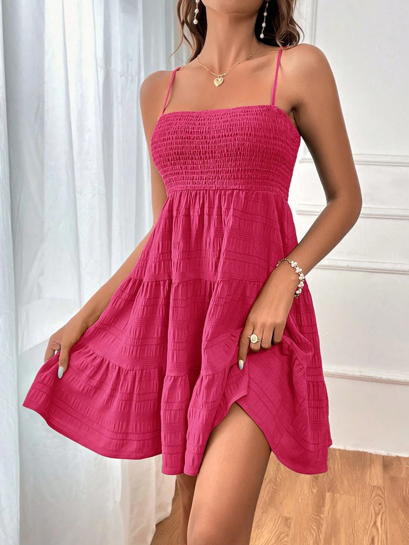 Green Tie Straps Mini Dress For Women Sexy Sleeveless Tiered Hem Holiday Beach A-line Dress 2024 Summer Female Sundress
