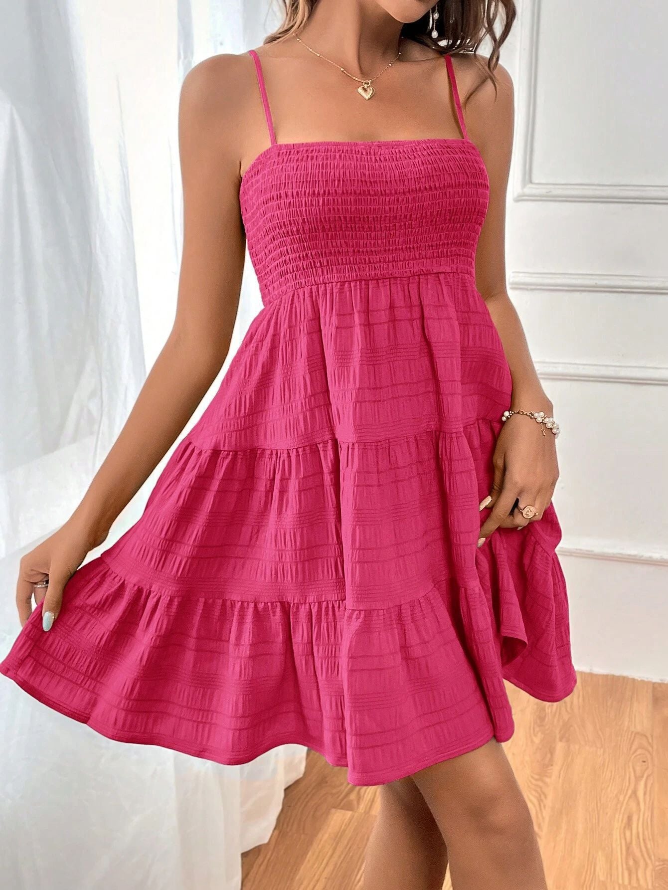 Green Tie Straps Mini Dress For Women Sexy Sleeveless Tiered Hem Holiday Beach A-line Dress 2024 Summer Female Sundress