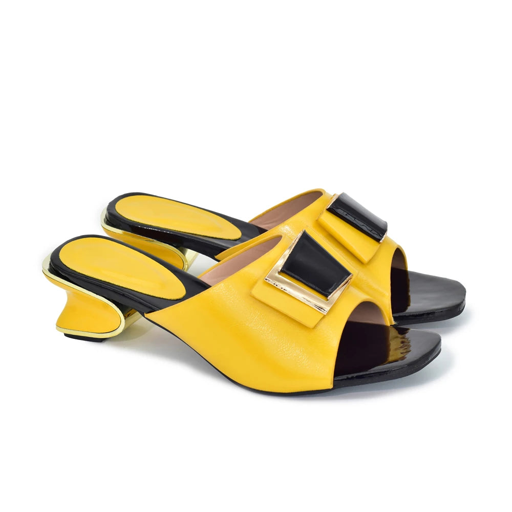 Leather Sandals Women Shoe Low Heel Sandals Fashion Casual Shoes Hot Selling Italian Style Slingbacks African Woman Slippers