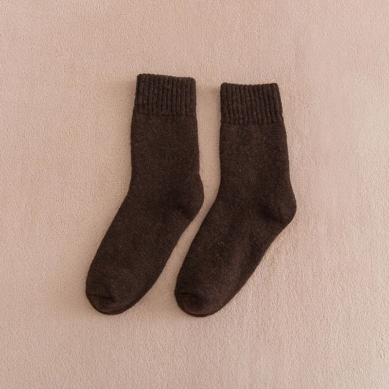 5 paar dikke, warme effen wollen sokken voor dames in de winter, harajuku, retro, koudebestendig, modieus en casual, kasjmier.