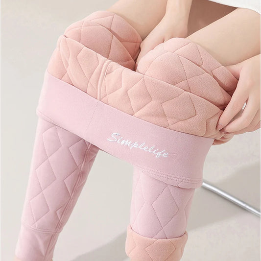 Women's High Waist Thick Thermal Pants Winter Windproof Knee Middle Aged Elderly Base Pant Elastic Waist Tummy Control Base Layer
