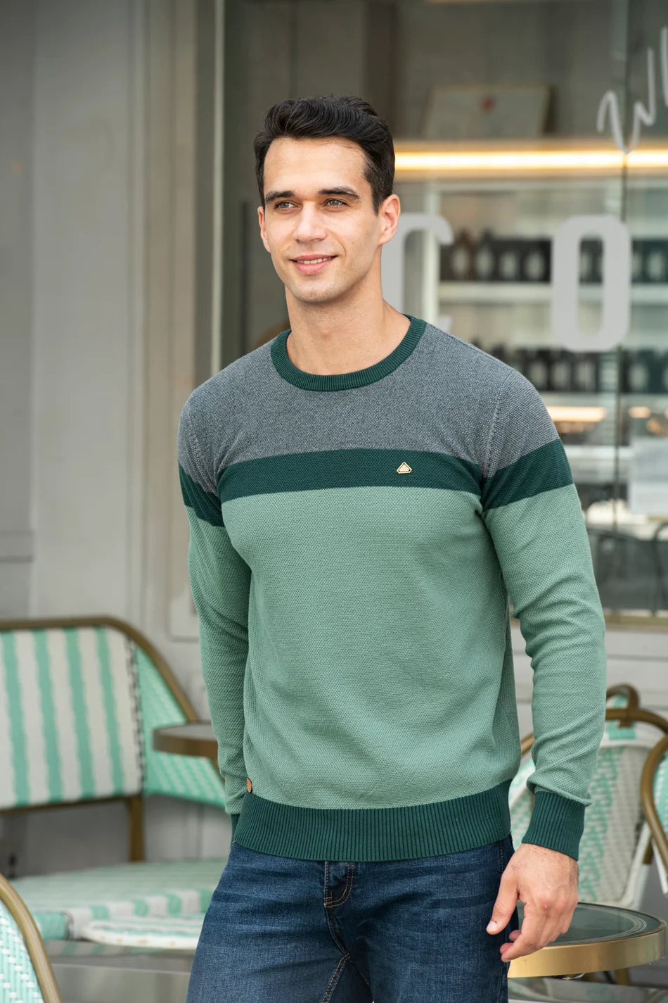 Men's Spliced Cotton Sweater Casual O-neck High Quality Pullover Knitted Sweaters Male New Winter Brand