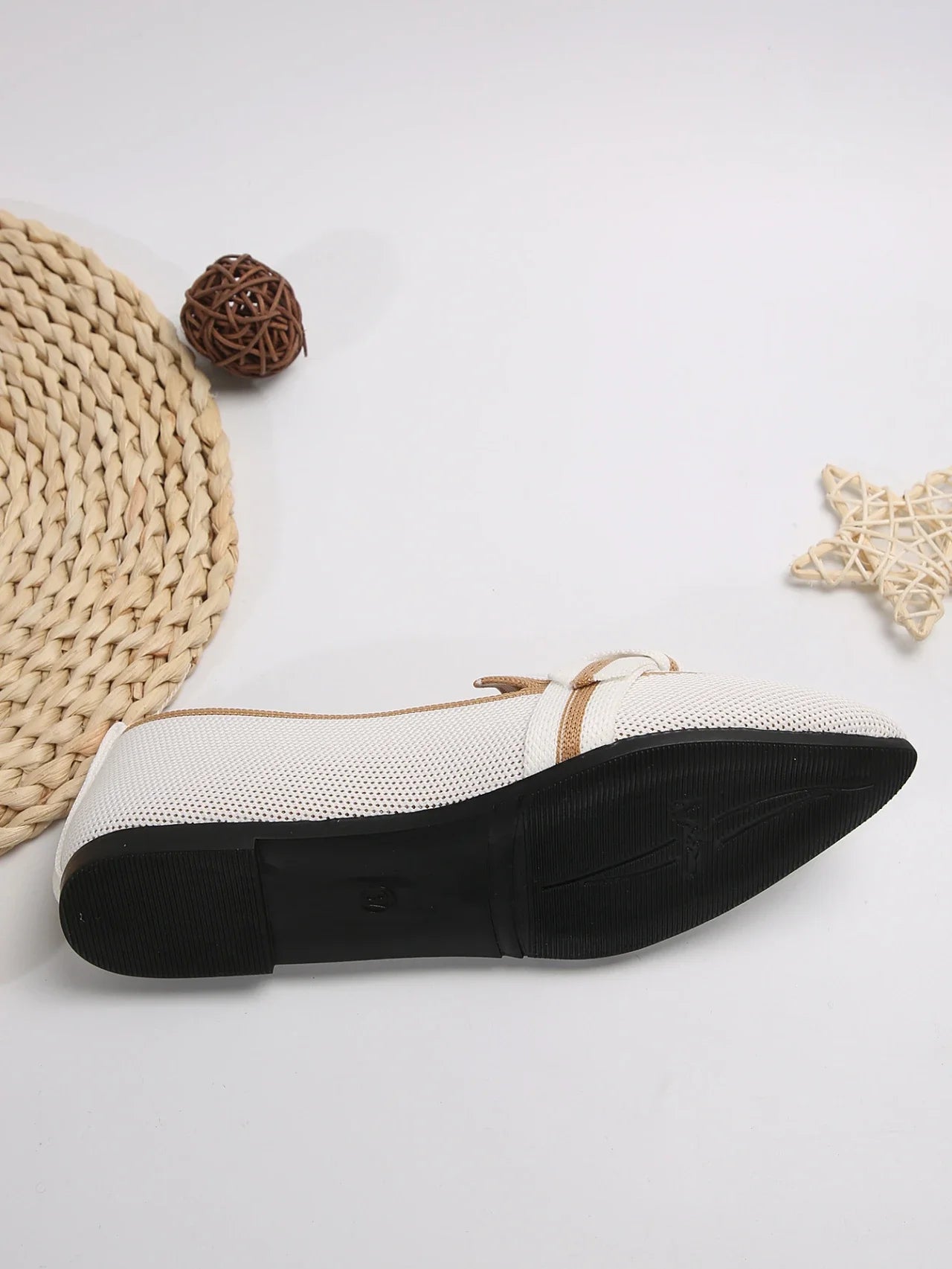 Women's Spring and Autumn Outfit Pointed Flat Breathable Casual Knot Shoes Women's Blue Pregnant Women's Low Heel Moon Shoes