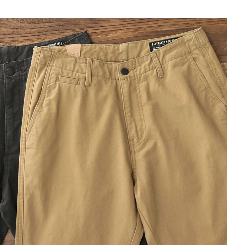 Spring Autumn New American Retro Twill Amekaji Chino Cargo Pants Men's Simple 100% Cotton Washed Straight Casual Trousers