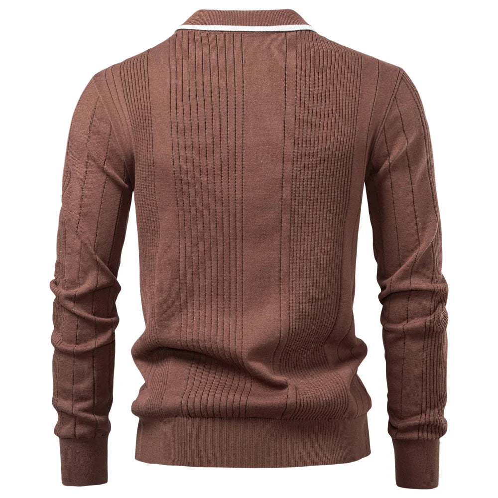 2025 Men's Button Down Polo Shirt Solid Colour Stripe Long Sleeve Autumn Winter Luxury Warm Touch Business Casual Polo Men's Shirts