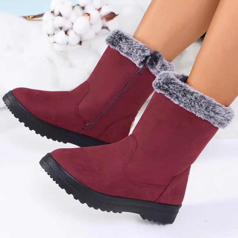 Winterlaarzen voor dames 2025 Trendschoenen Dames Platform Damesschoenen Platte Halfhoge Laarzen Platform Winterlaarzen voor dames Botas Mujer