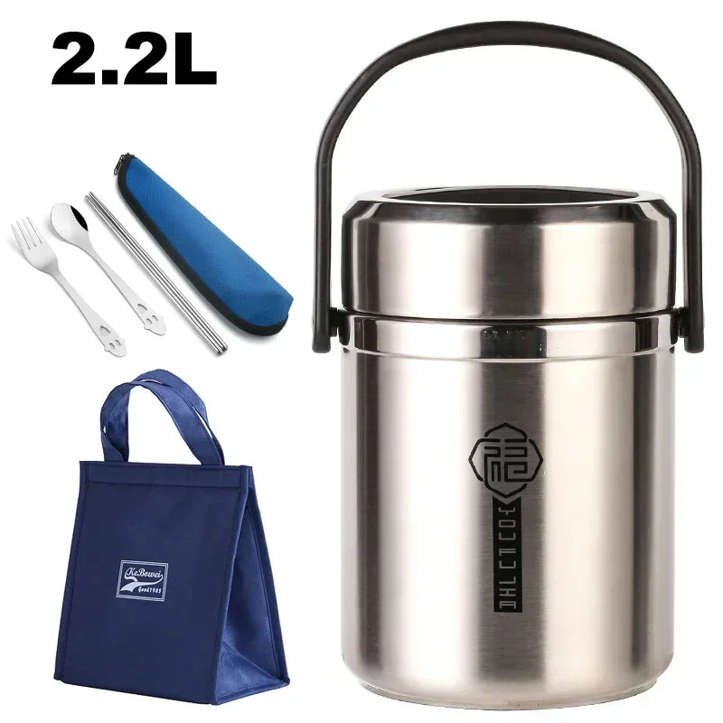 6 uur thermische vacuüm lunchbox 304 roestvrij staal geïsoleerde Worker volwassen voedselcontainer grote picknick student bento box set