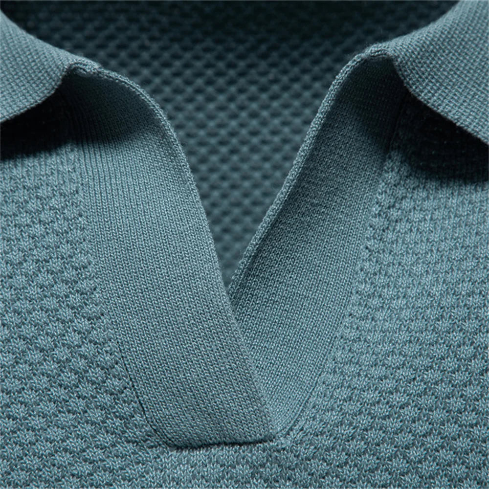 Men's Summer Breathable Polo Shirt Short Sleeve Solid Colour Casual Polo Shirts for Men Lightweight Stretch Polo ﻿