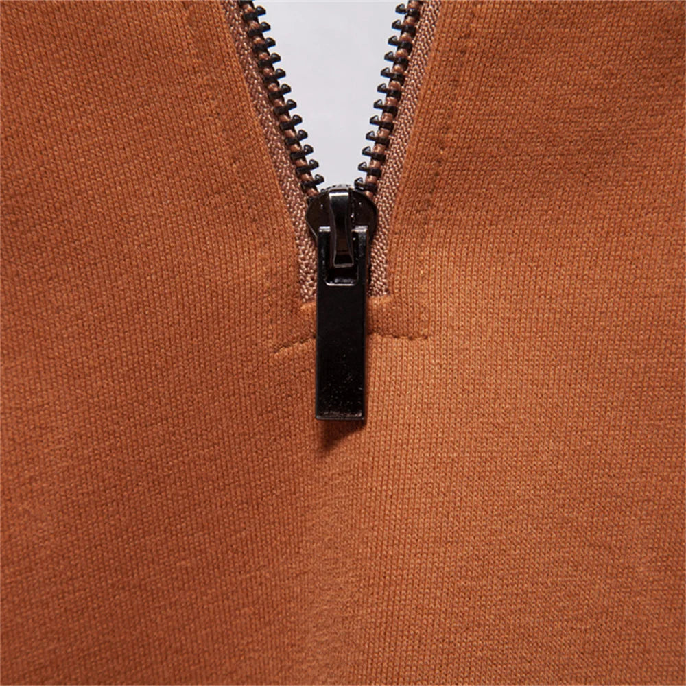 Men's Mock Neck Quarter Zip Sweatshirts Patchwork  Fashion Pullover Cotton-blend Sweatshirt for Men
