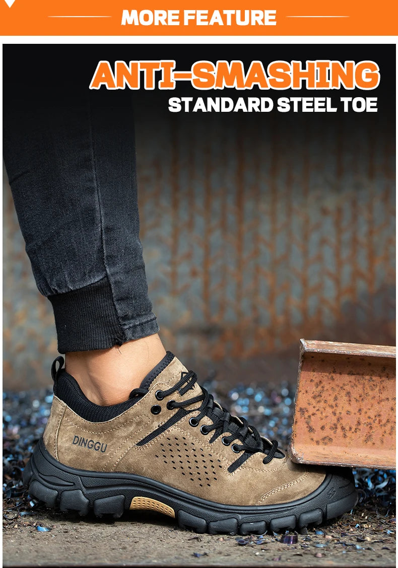 EOCENE Men’s Steel Toe Safety Work Shoes – Lightweight Anti-Smash & Puncture-Resistant Industrial Sneakers