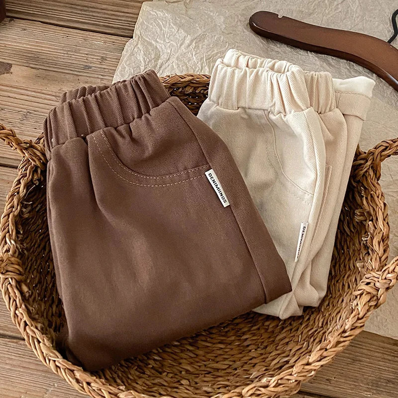 Fleece Padded Warm Winter Kids Baby Boys and Girls Pants Toddler Kids Solid Straight Plush Trousers 1-6Y