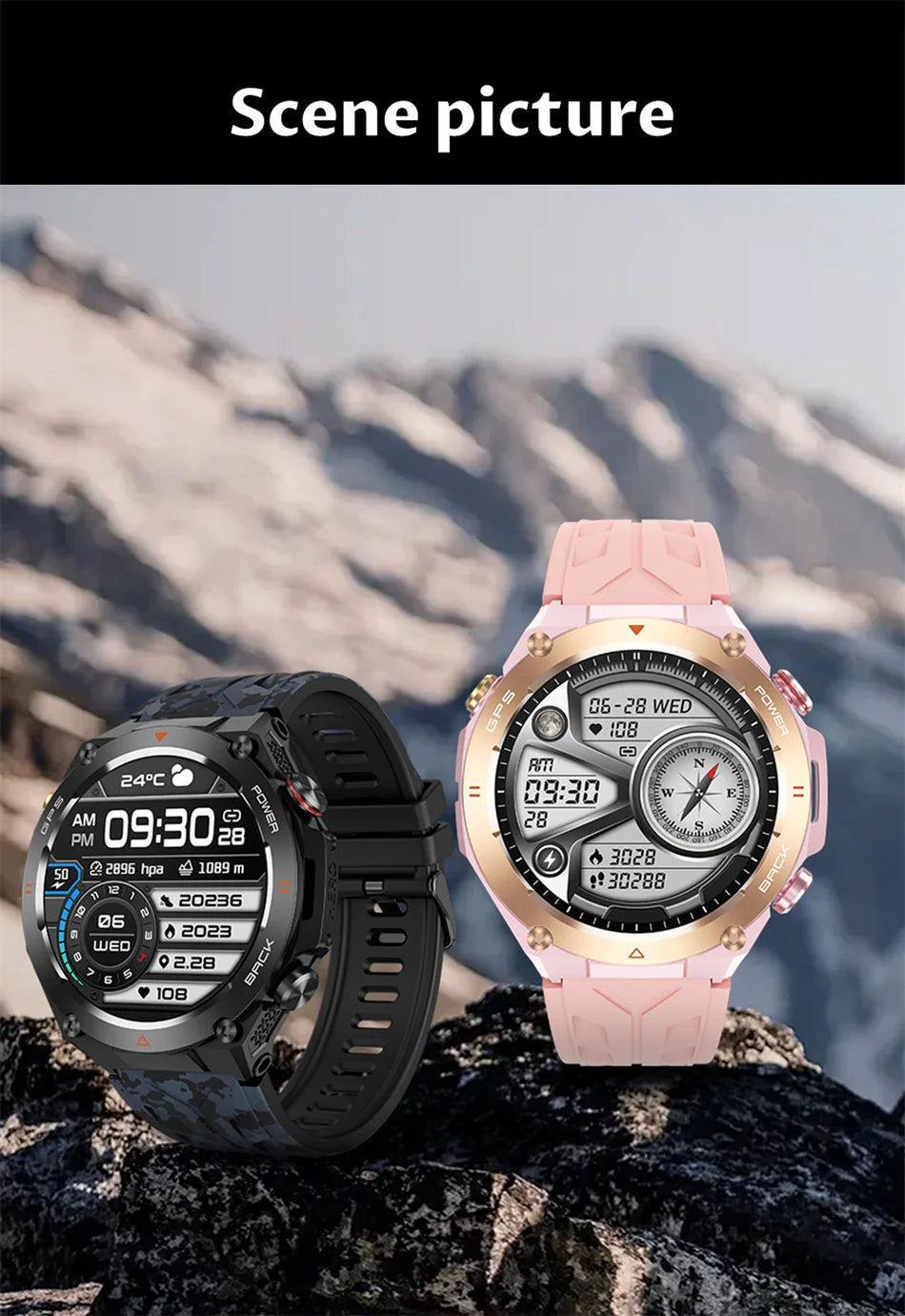 GPS Smart Watch Men Women Call Outdoor Sports Fitness Tracking Waterproof Watch Compass Heartrate Health Monitor Smartwatches