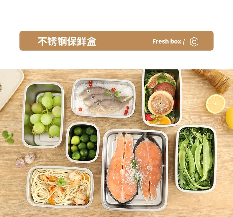 304 SS Airtight Leakproof Containers, BPA-Free - Fridge/Freezer/Microwave Safe, Stackable - Home/Kitchen Lunch Box Fruits/Meals