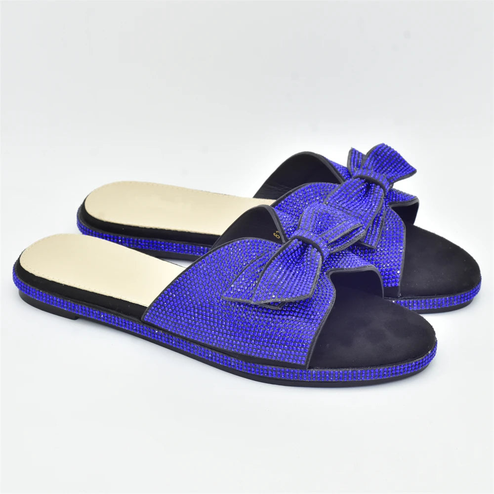 2025 Bling Crystal Bowknot Pumps Women Wedding Shoes Bride Elegant Low Heels Nigerian Women Pumps Shoe for Women Designer Luxury