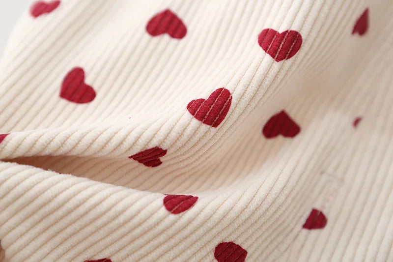 Nieuwe herfst babybroek peuter schattige liefde overall 1-4T baby meisjes veelzijdige losse corduroy broek