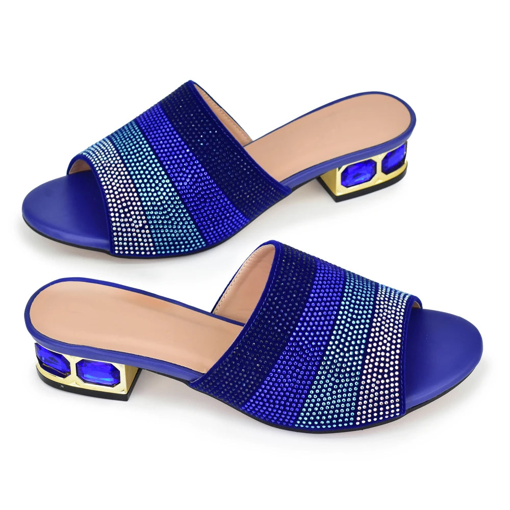 2025 Luxury Women's Designer Low Heel Party Slippers Shoes Decorated With Rhinestone for Bride's Wedding