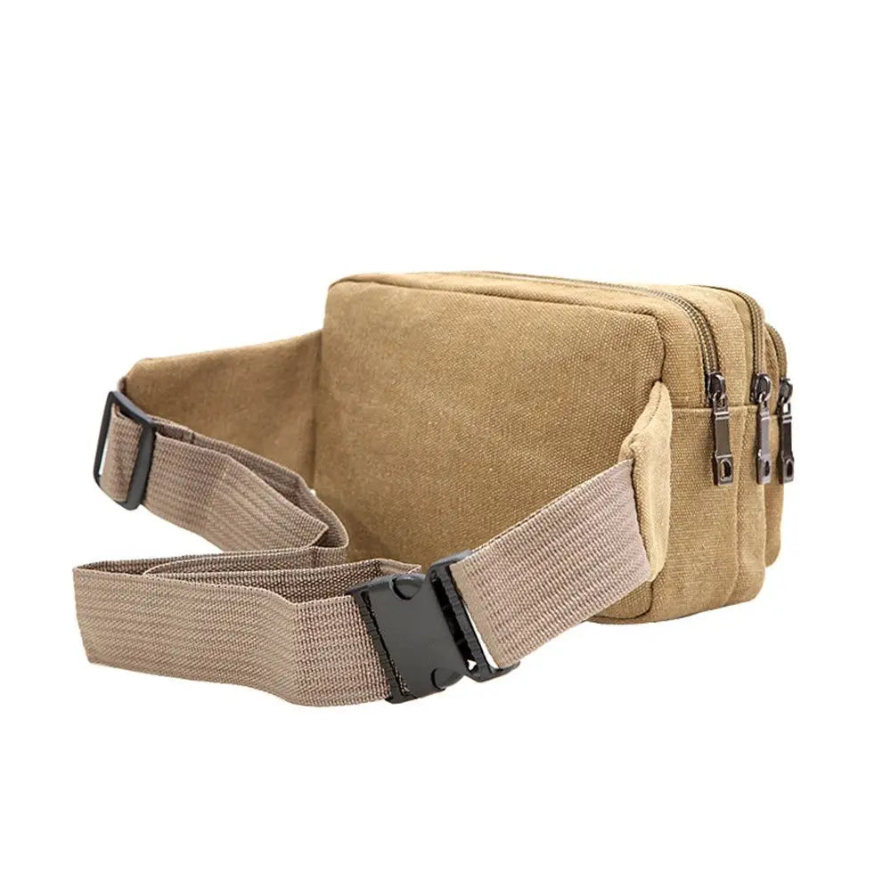 Men’s Canvas Waist Bag – Multifunction Fanny Pack Belt Bag for Travel, Outdoor Sports & Everyday Use