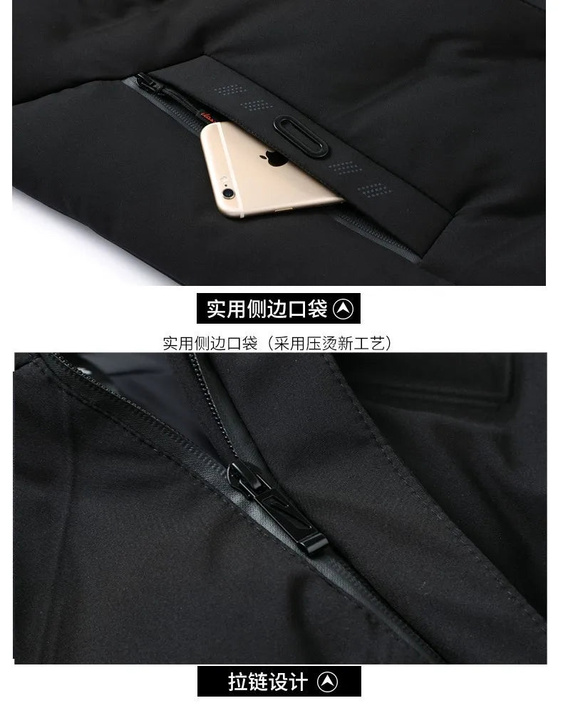 Men's Top Grade Designer Brand Parka Jacket, Thick Casual Fashion Windbreaker, Hooded Quilted Bubble Male Long Coats