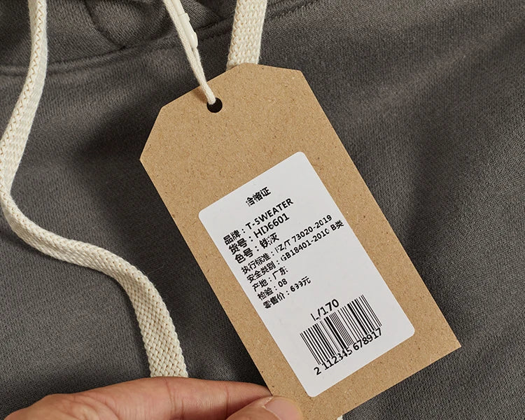 Autumn Winter American Retro Hooded Kangaroo Pocket Sweatershirts Men's Fashion Loose Casual Heavyweight Velvet Pullover Hoodies