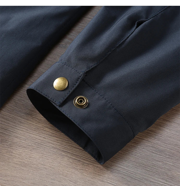 2025 Lente en herfst Nieuwe Amerikaanse retro lange mouwen revers zakelijke casual jas heren slanke veelzijdige dagelijkse jas met ritszak