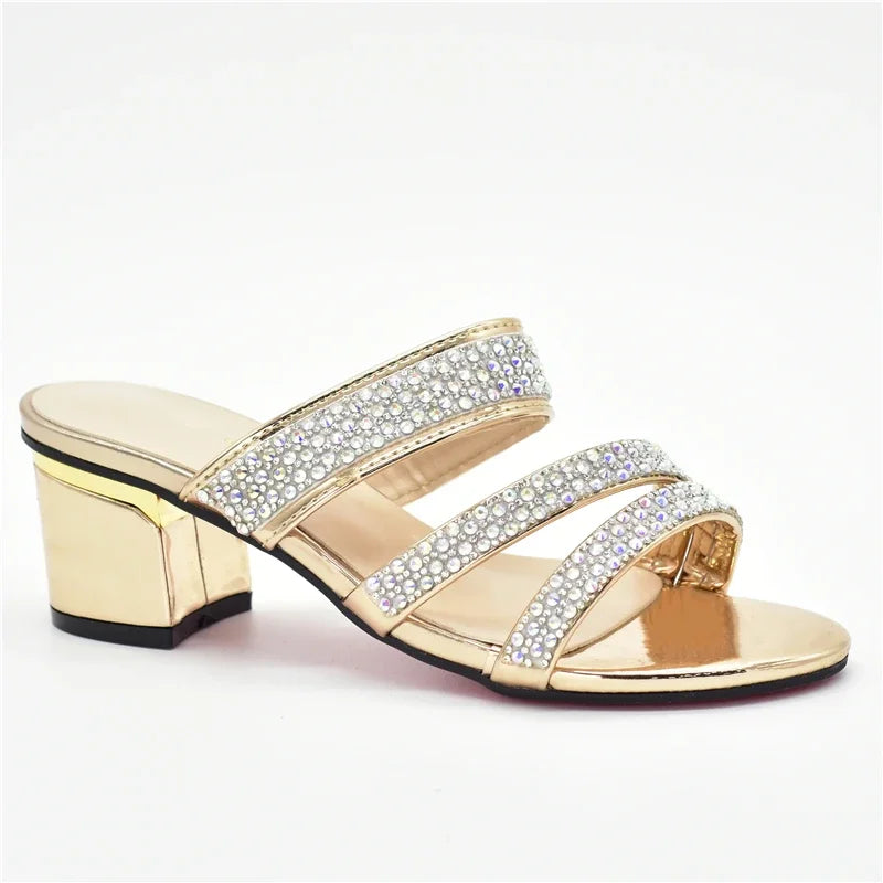 Italian Style Summer Slippers Sweet Style for Royal Wedding Party Sling Backs Sandals Rhinestone Women Wedding Shoes