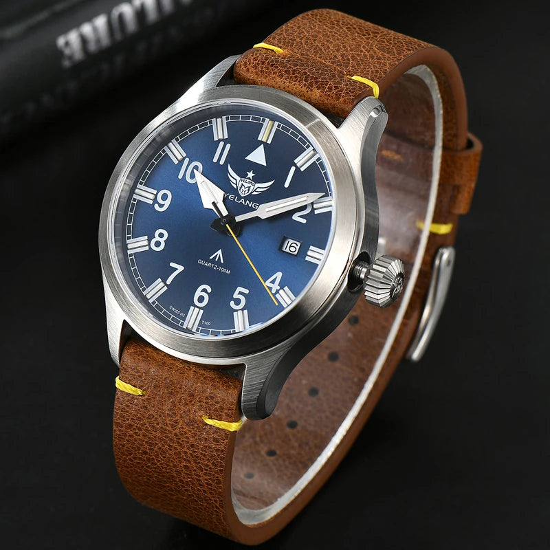 Yelang V1021 Men Quartz Watch 42mm Swiss Ronda Movement Luminous T100 100m Waterproof Men's Diving Watch 316L Stainless Sapphire