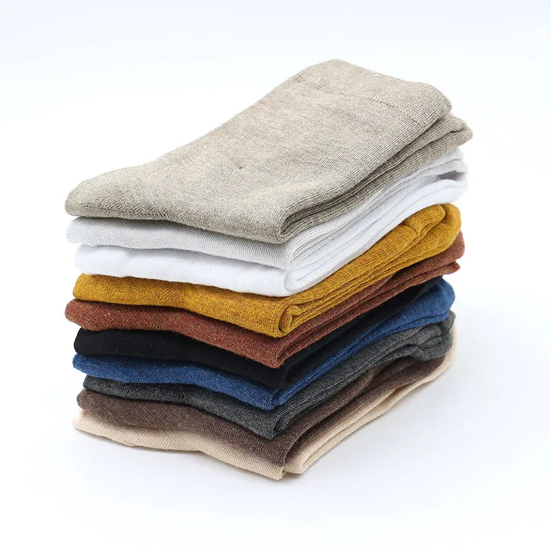 10 Pair Women's Bamboo Fibre Socks Harajuku Retro Solid Colour Casual Ladies Set Korean Style Female Socks