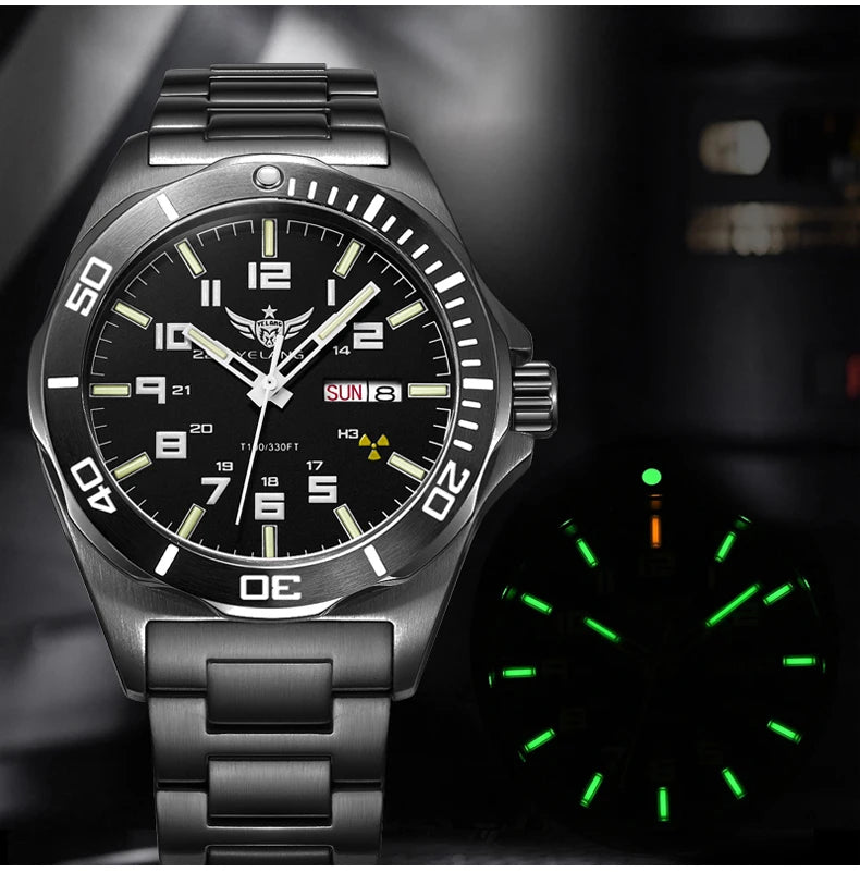 YELANG Watch Men's 44MM Mechanical Wristwatches Luxury Sapphire Glass AR Coated Automatic Watches 10BAR Waterproof Watch For Men