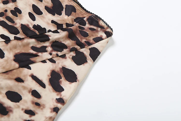 Stretch Women 2 Piece Set Activity Leopard Print Sexy Tracksuit Streetwear Sporty Camisole Vest + Leggings Skinny Outfits