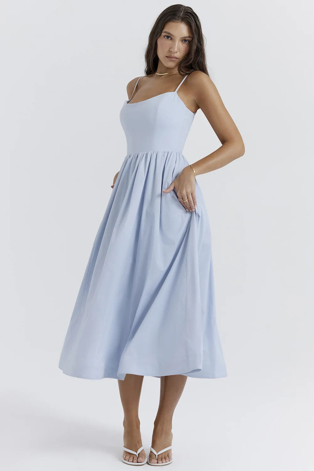 Chic Elegant Party Dresses for Women Solid Spaghetti Strap Sleeveless Long Dress Holiday Beach Sundress Robe Femme Été