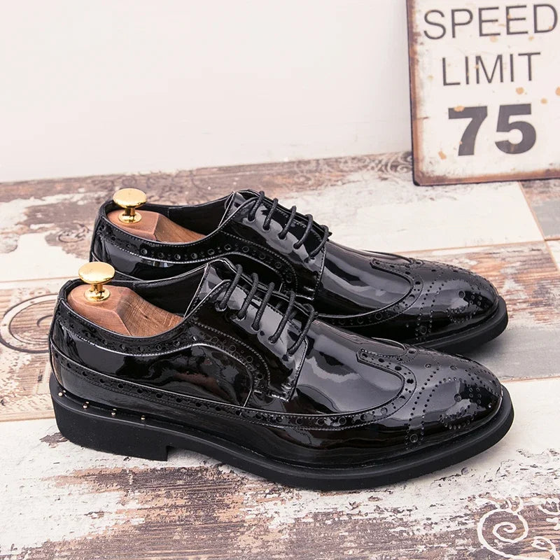 Fashionable Mens Gold Black Shoes New Cool Male Formal Evening Shoes Large Size 38-46 Wedding Dress Shoes for Men