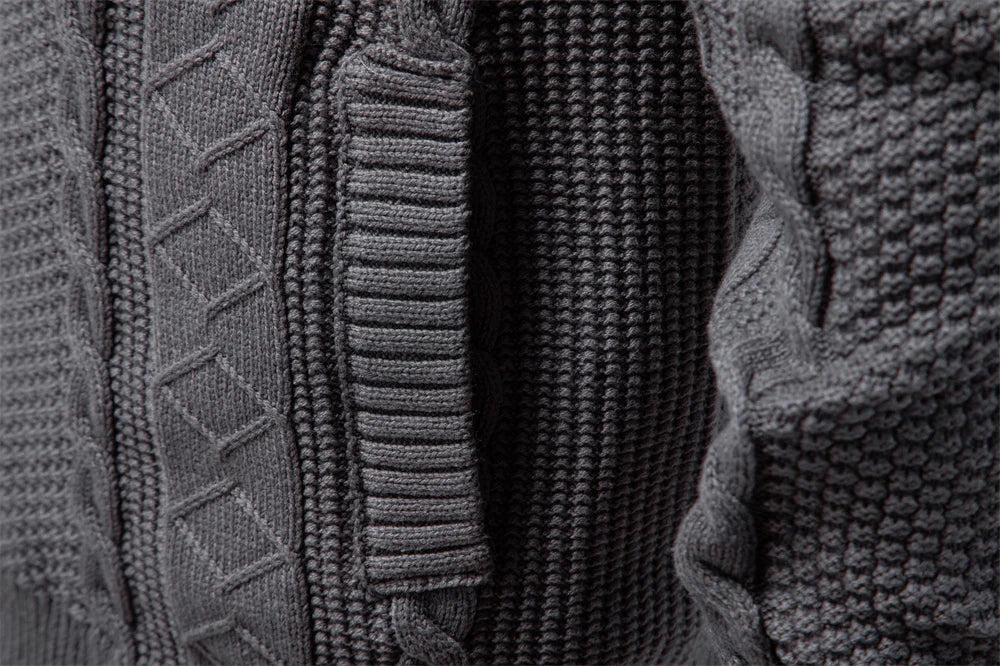 Men's Classic Zip-Up Jacket Cotton Solid Colour Fleece Lined Winter Warm Outdoor Sports Luxury Casual Male Outerwear