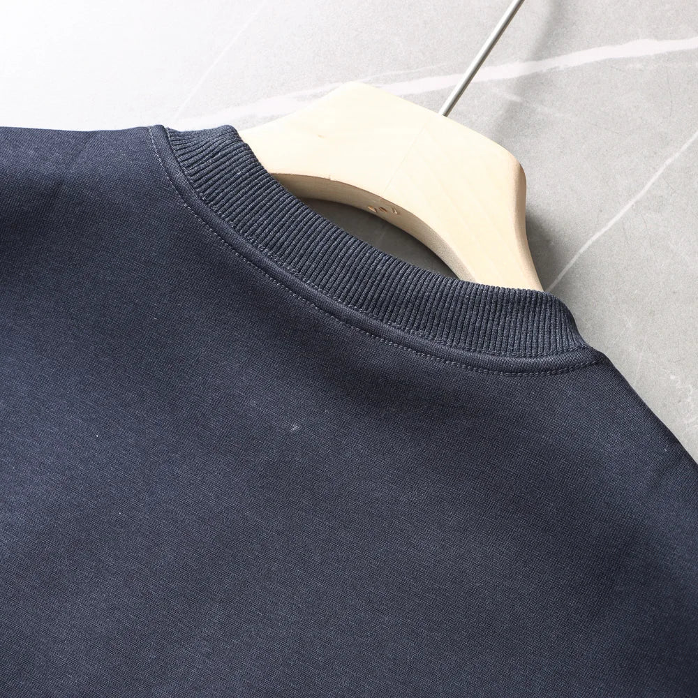 Autumn New American Retro Long Sleeve O-neck Embroidery Sweatshirts Men's Fashion Washed Old Terry Pullover Casual Sportwear