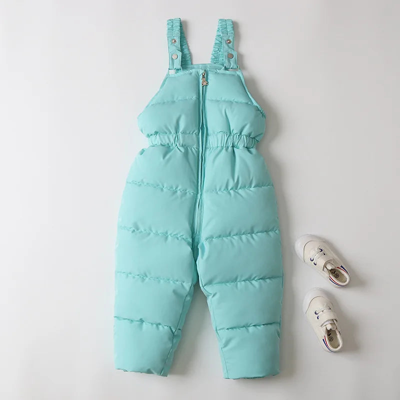 Unisex 2Pcs Winter Warm Children's Ski Clothes Set Thicken Fur Lining Hooded Coats & Overalls Set Snowsuit For Kids 2-5Y