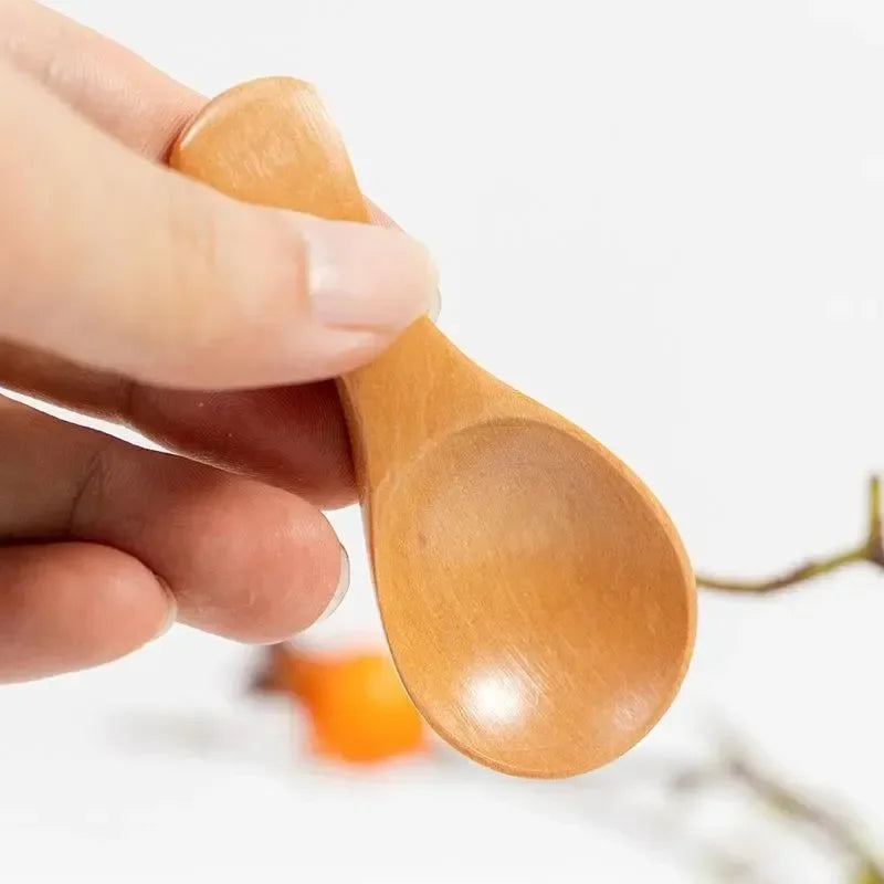 1/10Pcs Wood Soup Spoons Long Handle Coffee Milk Teaspoon Sugar Spice Condiment Scoops Kitchen Tableware Tools Wooden Spoon