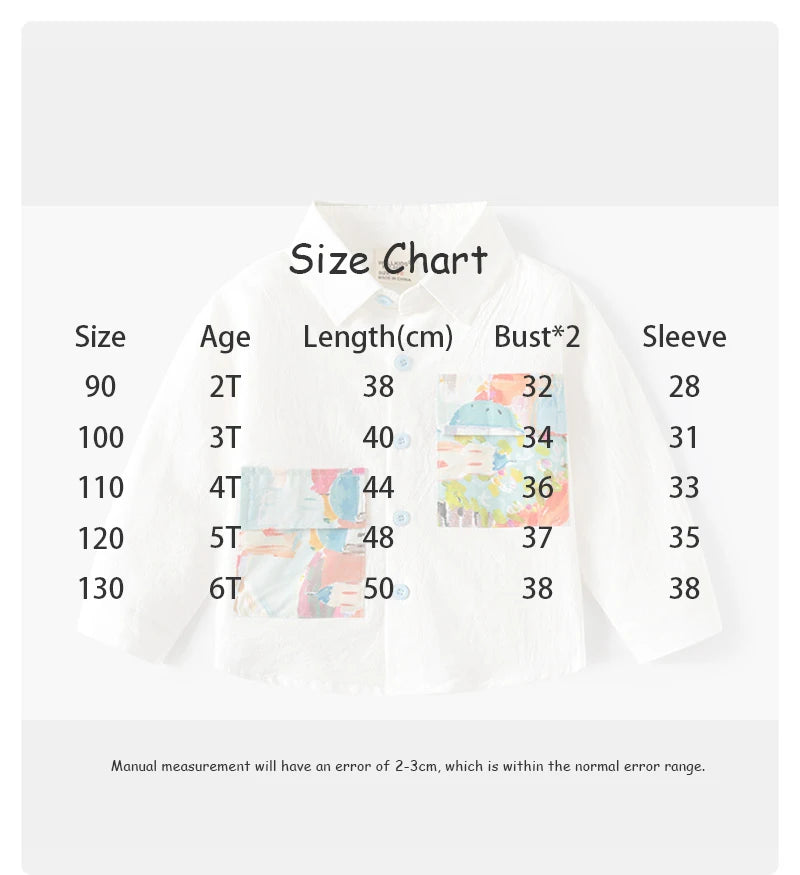New Autumn Kids Shirt Girls Boys Cute Oil Painting Style Blouse Children Simplicity Long Sleeves Tops 2-6T Unisex